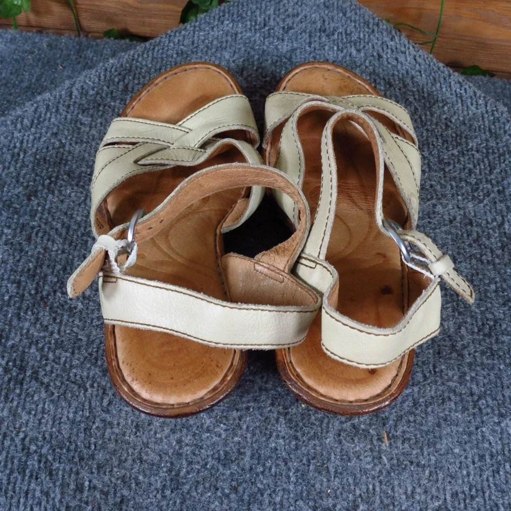 Born Belinda Women Strappy Platform Sandal Size 7 Summer Dress Cream Leather